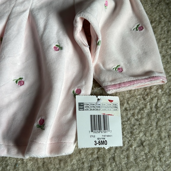 First Impressions 3 piece matching pink velour rose outfit NWT - Picture 4 of 11